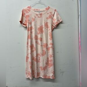 Pact Pink peach Tie-Dye Short Sleeve Dress